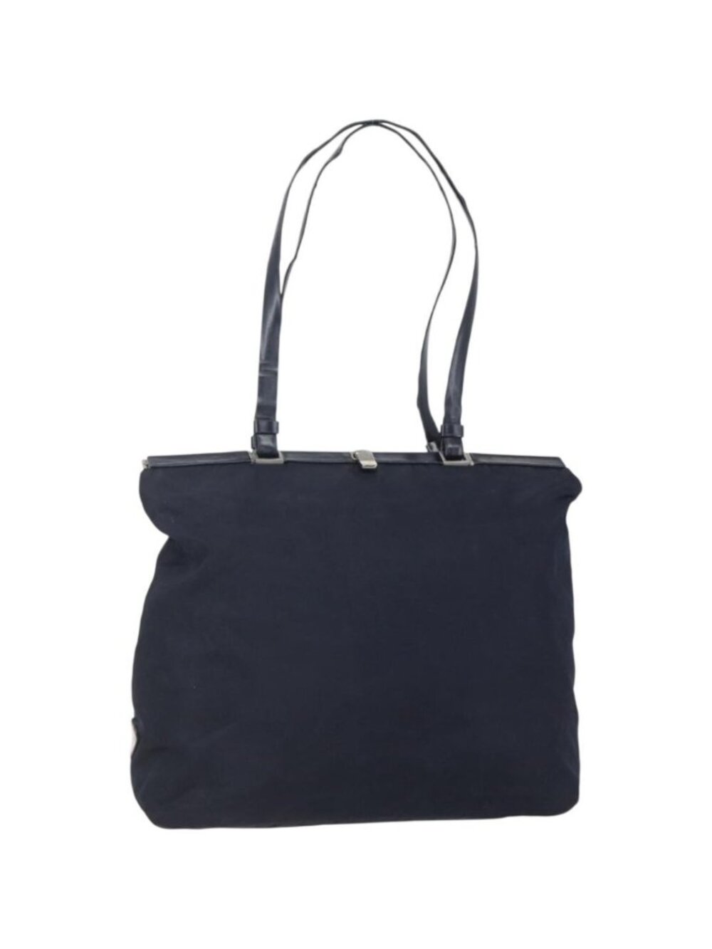 PRADA Tote Bag Nylon Navy Silver